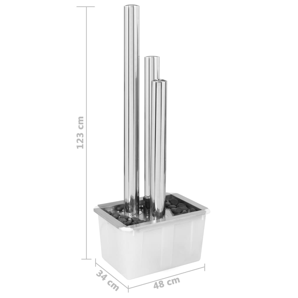 Tuinfontein 48x34x123 cm roestvrij staal zilverkleurig