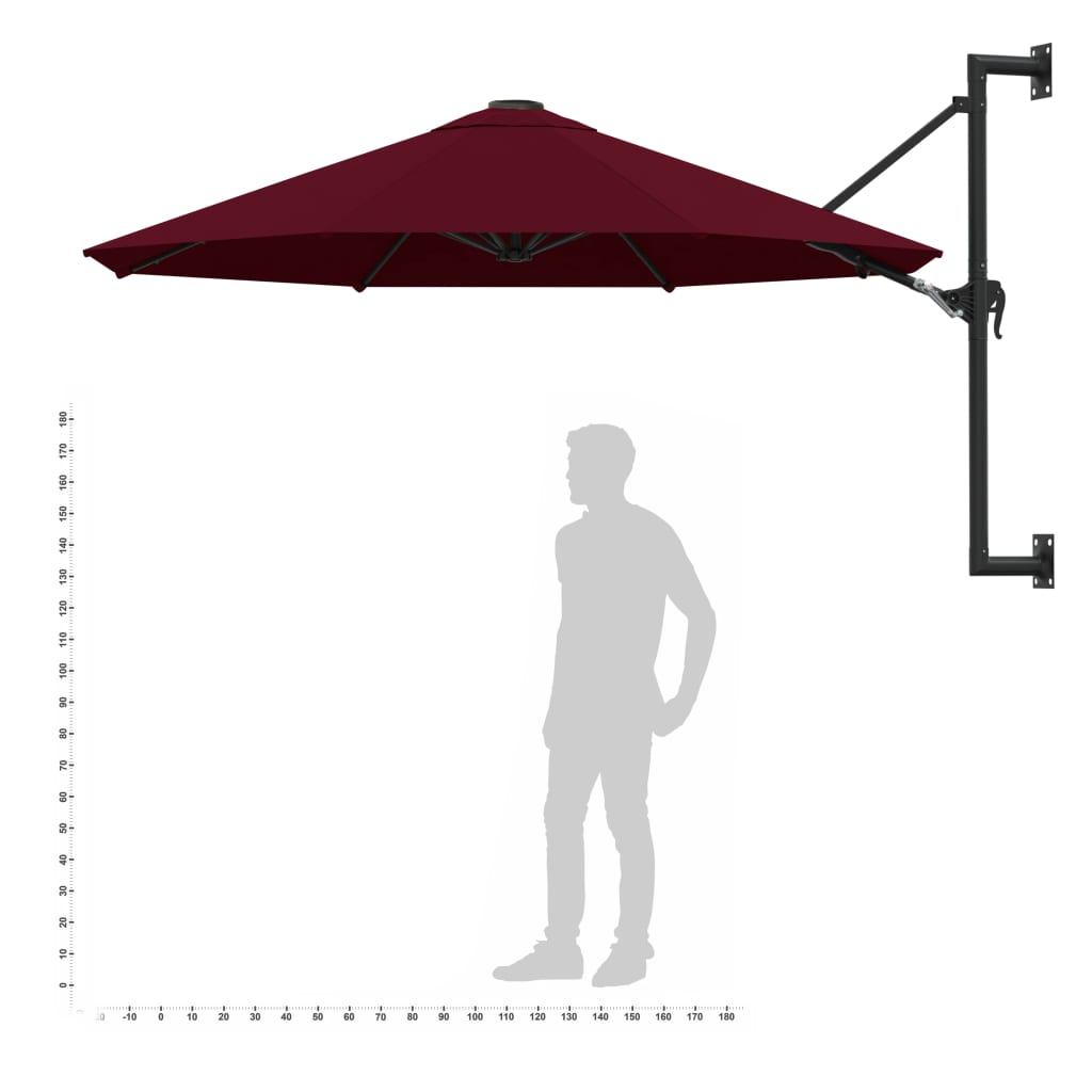 Wandparasol met metalen paal 300 cm terracottakleurig