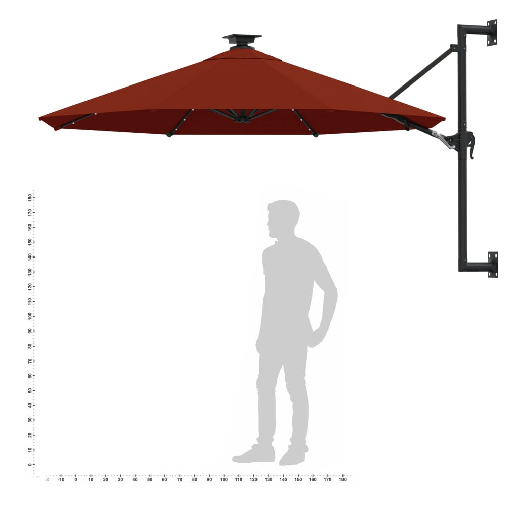 Wandparasol met metalen paal 300 cm terracottakleurig