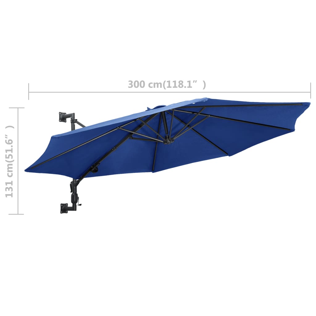 Wandparasol met metalen paal 300 cm terracottakleurig