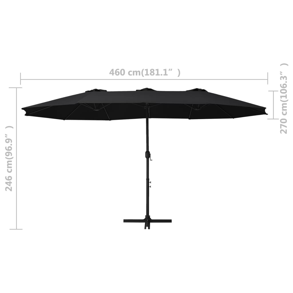 Parasol met aluminium paal 460x270 cm groen