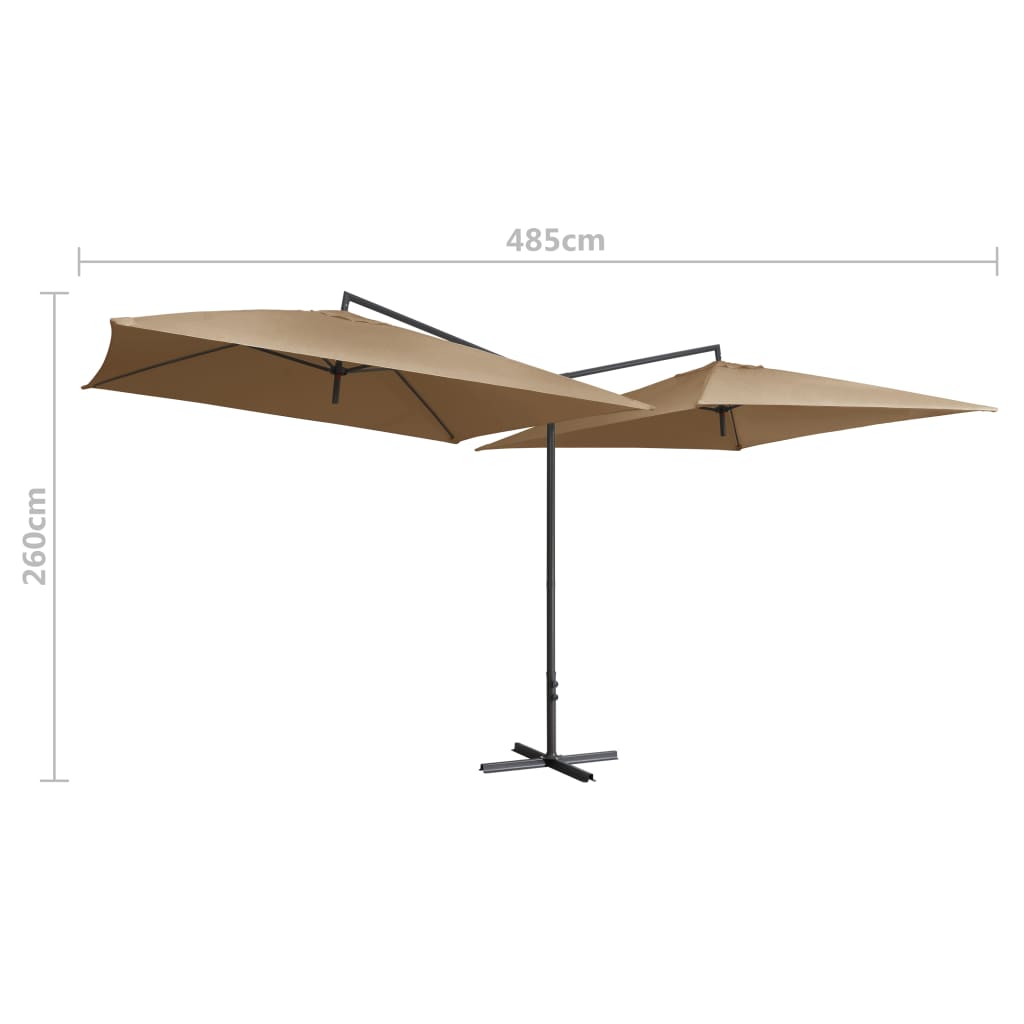 Parasol dubbel met stalen paal 250x250 cm