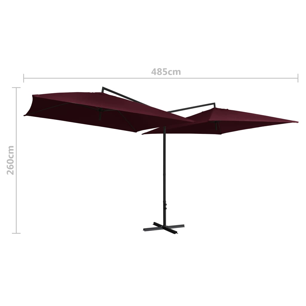 Parasol dubbel met stalen paal 250x250 cm