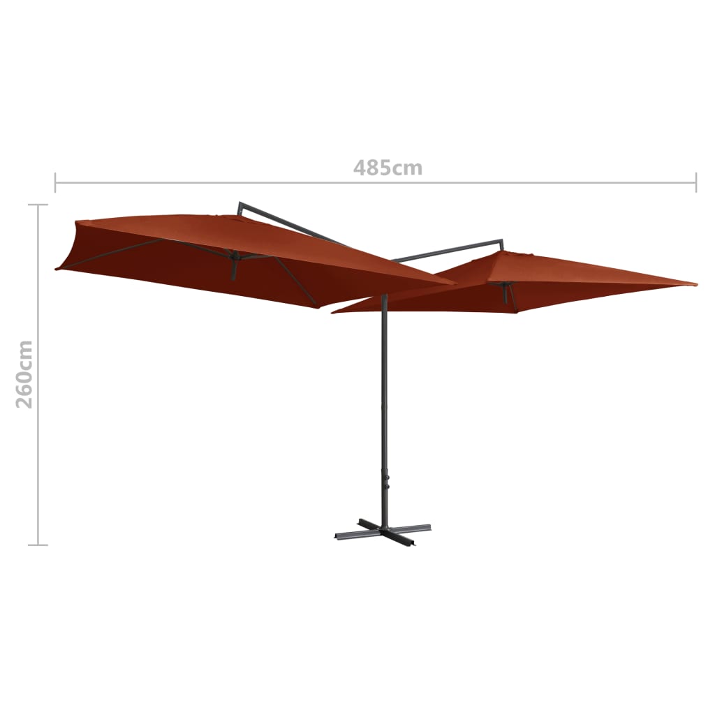 Parasol dubbel met stalen paal 250x250 cm