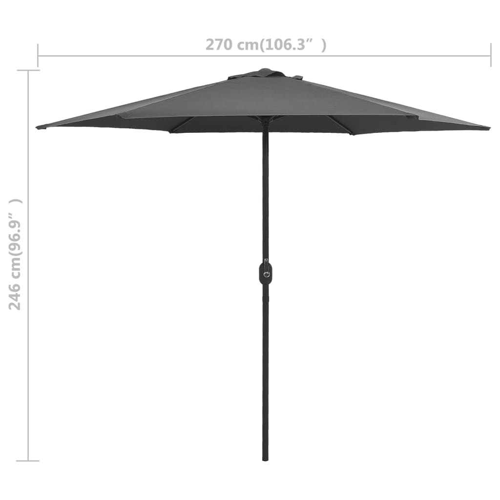 Parasol met aluminium paal 270x246 cm