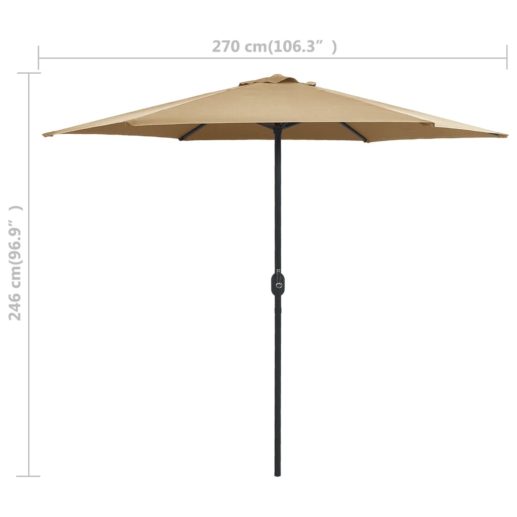 Parasol met aluminium paal 270x246 cm