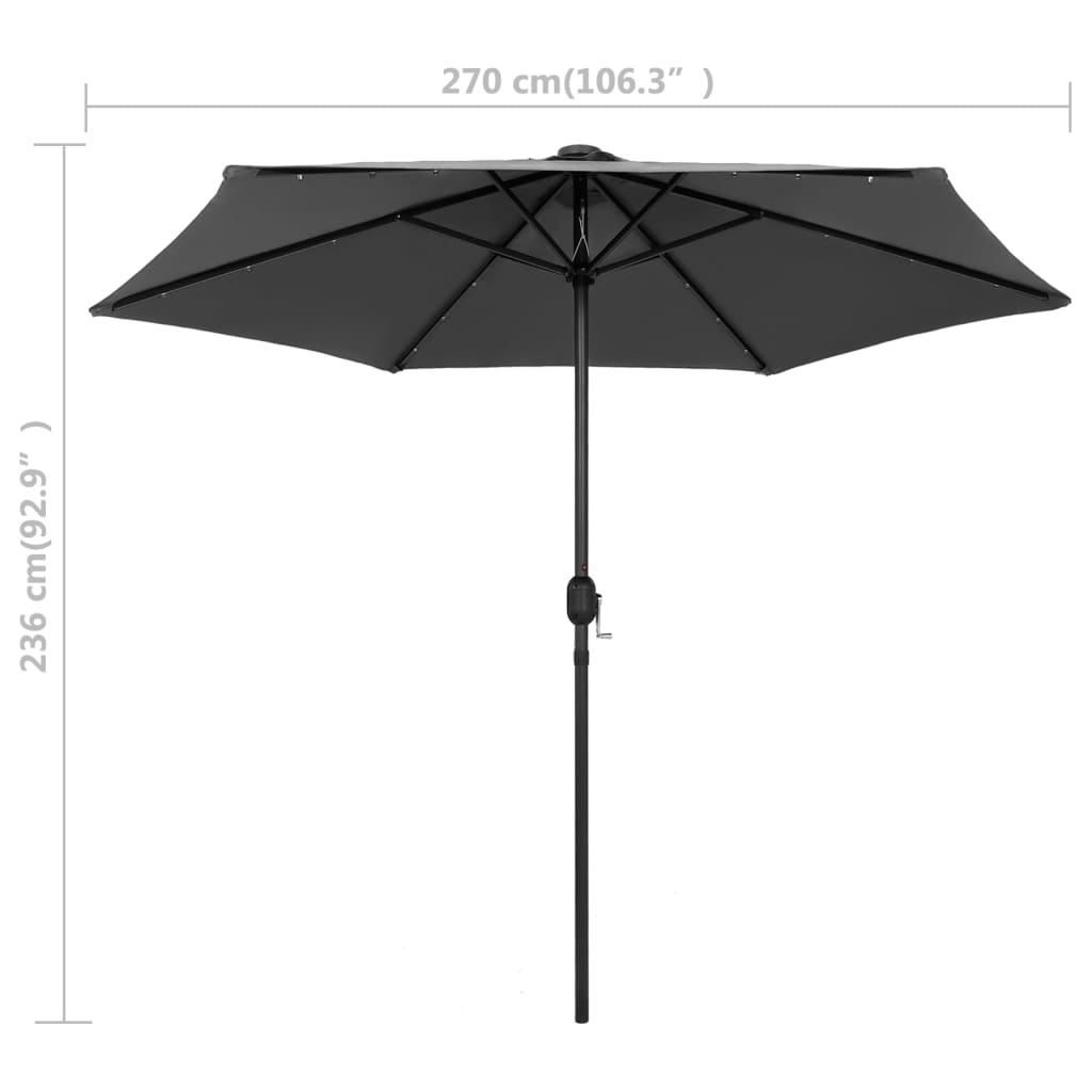 Parasol met LED-verlichting en aluminium paal 270 cm