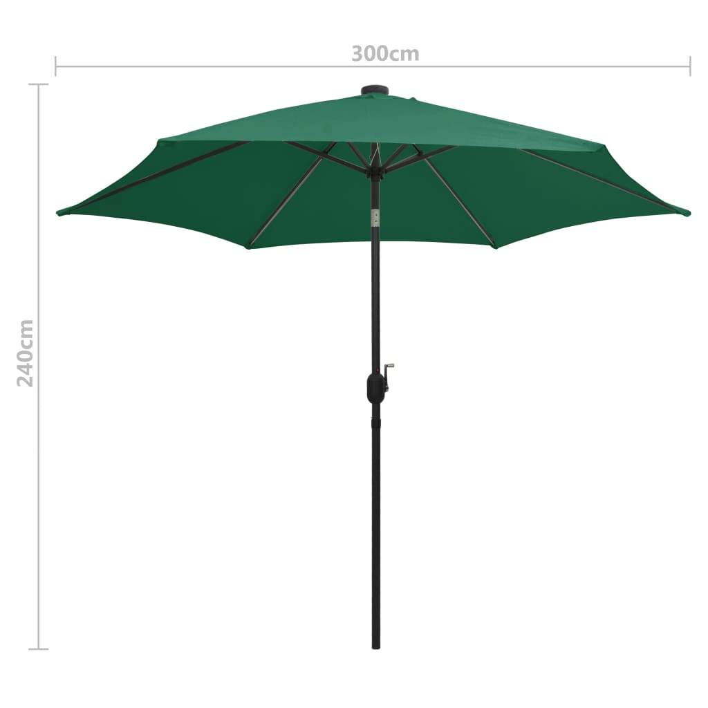 Parasol met LED-verlichting en aluminium paal 300 cm