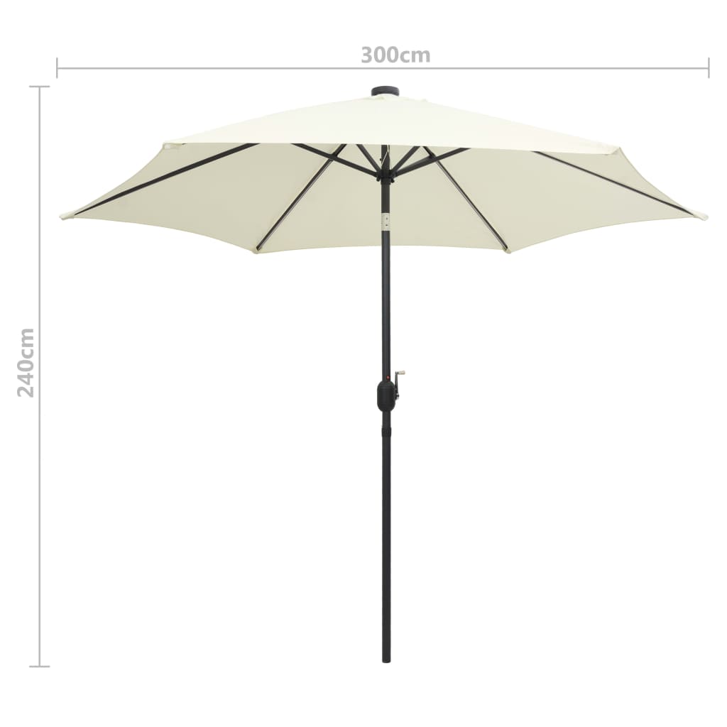 Parasol met LED-verlichting en aluminium paal 300 cm