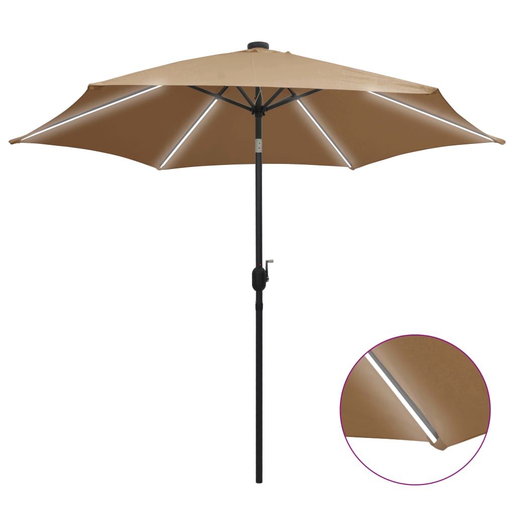 Parasol met LED-verlichting en aluminium paal 300 cm