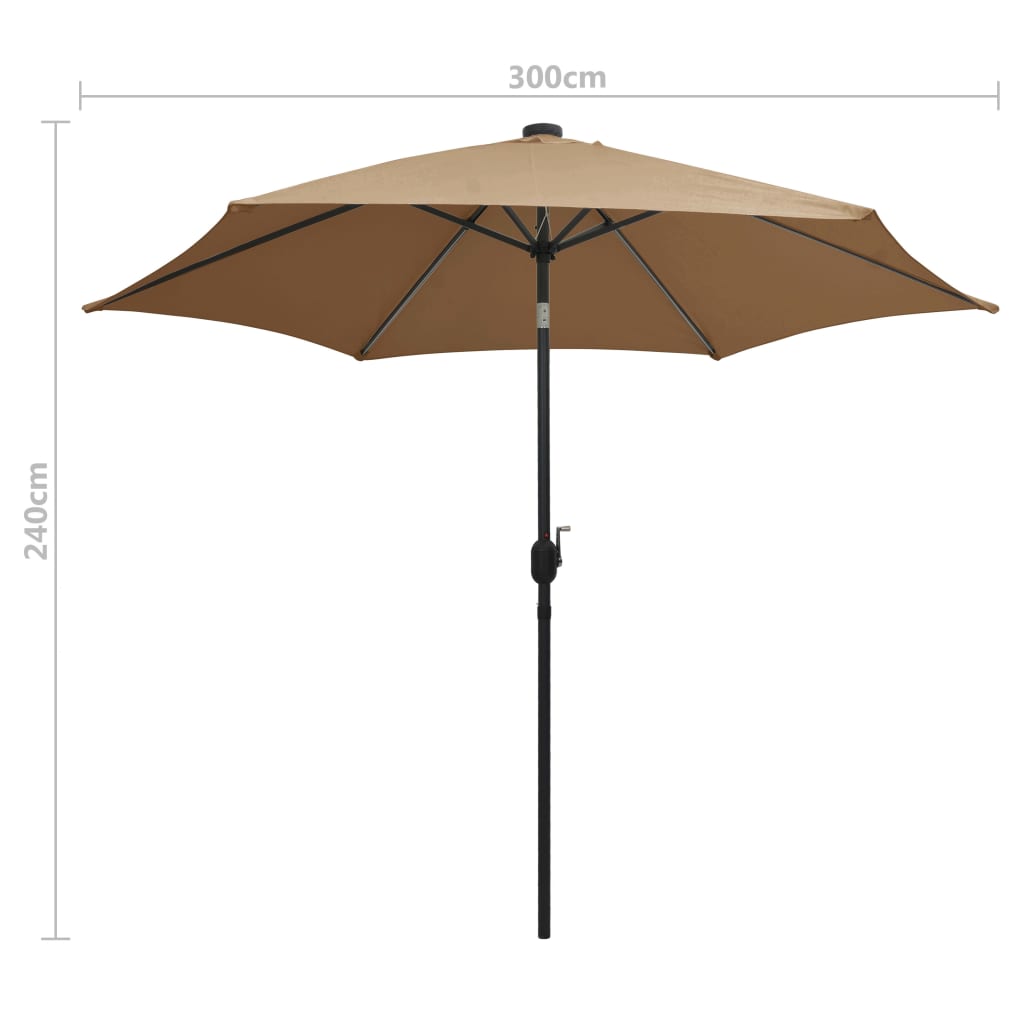 Parasol met LED-verlichting en aluminium paal 300 cm