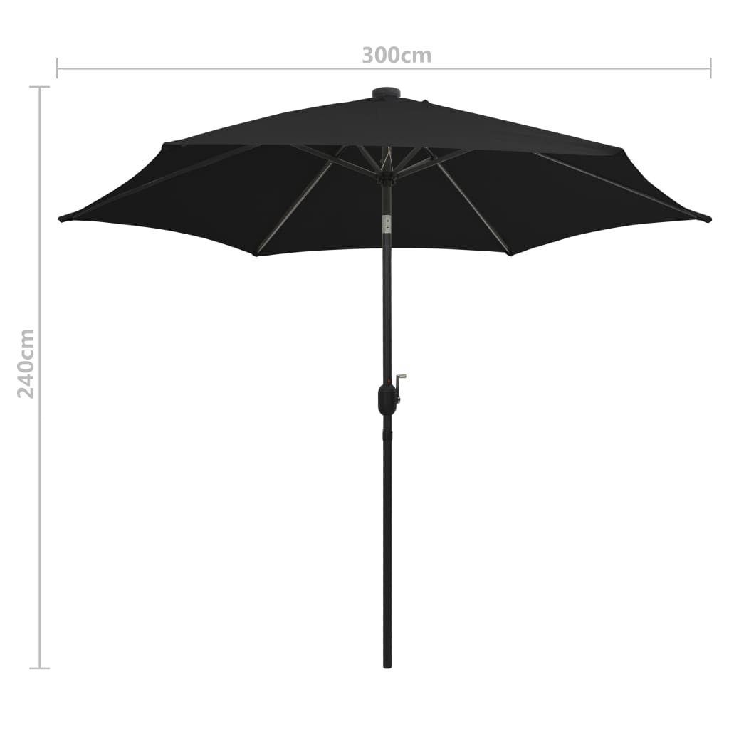 Parasol met LED-verlichting en aluminium paal 300 cm