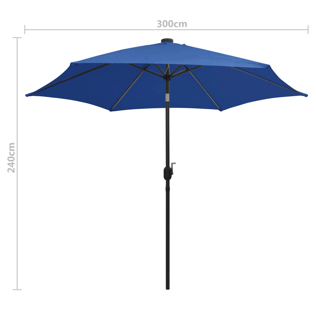 Parasol met LED-verlichting en aluminium paal 300 cm