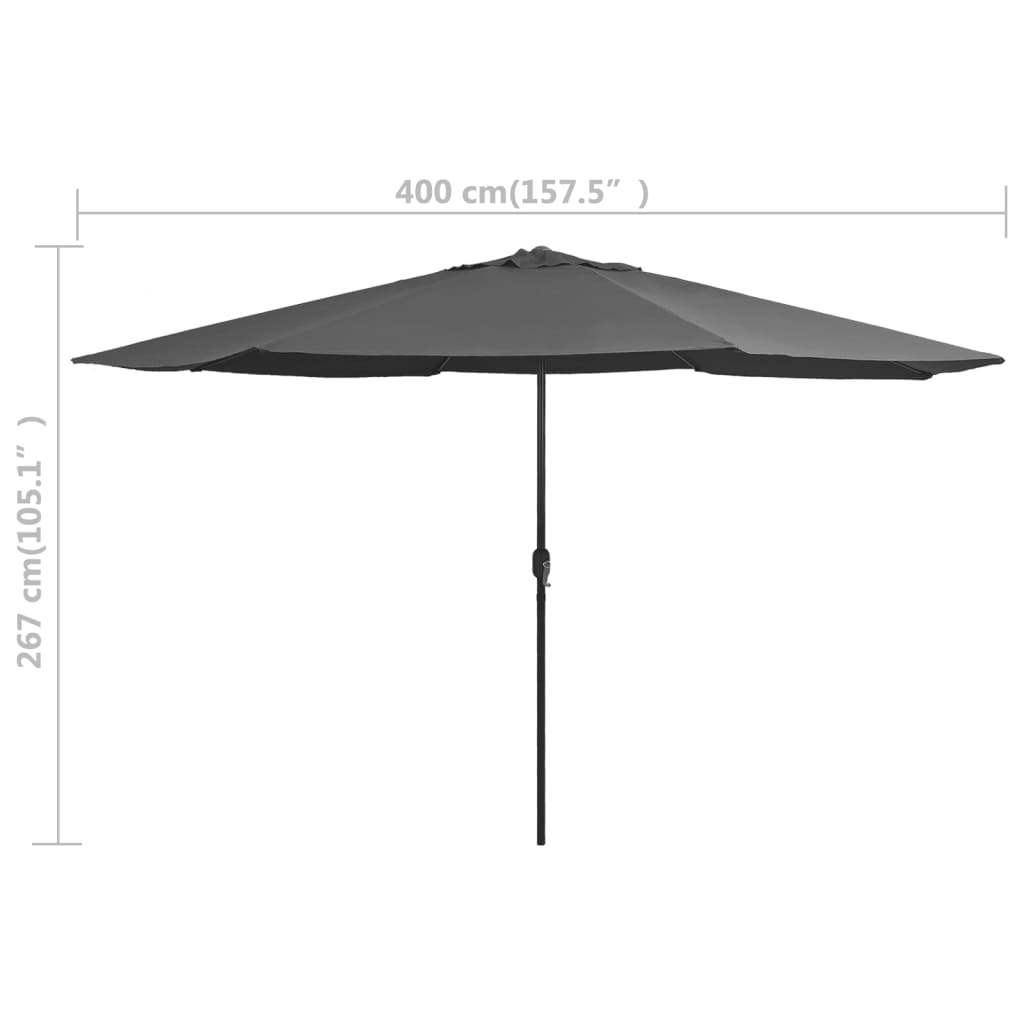 Parasol met metalen paal 390 cm antraciet