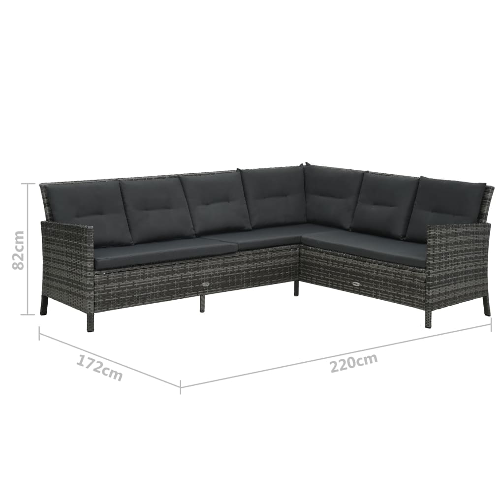 3-delige Loungeset met kussens poly rattan