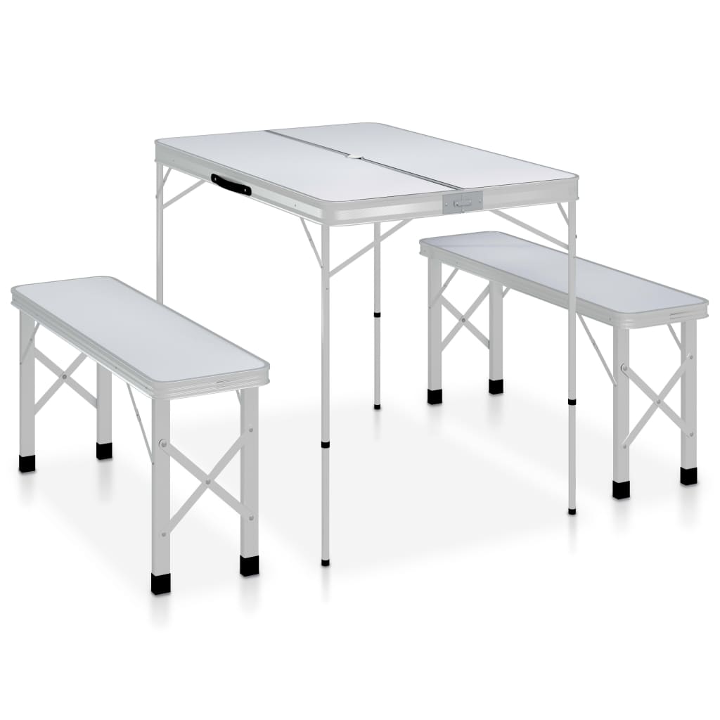 Campingtafel inklapbaar met 2 banken aluminium