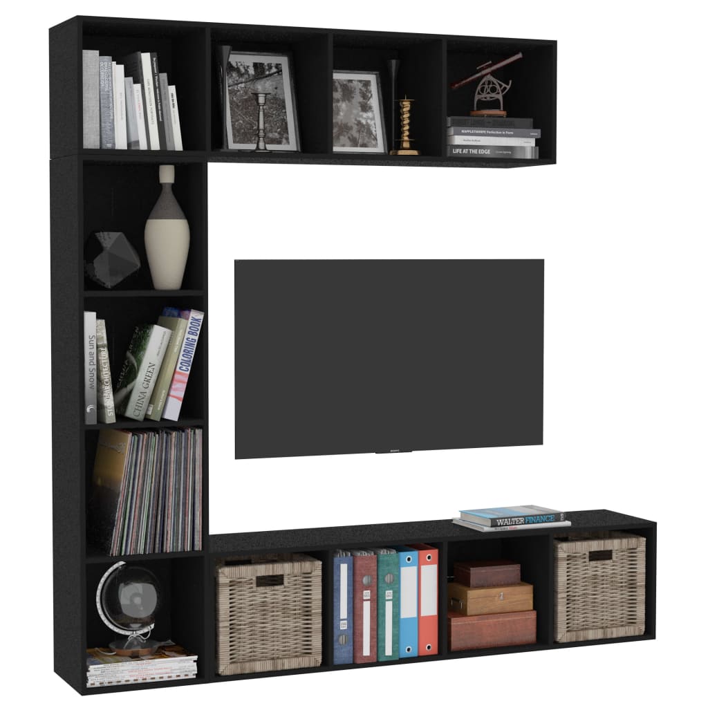 3-delige boekenkast- / tv-meubelset 180x30x180 cm gerookt eiken