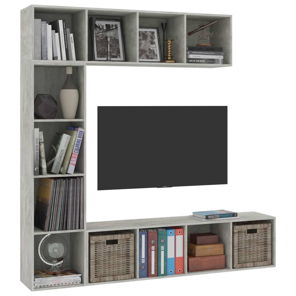 3-delige boekenkast- / tv-meubelset 180x30x180 cm