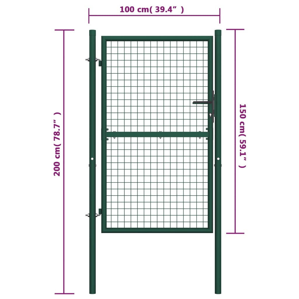 Poort 100x200 cm staal groen