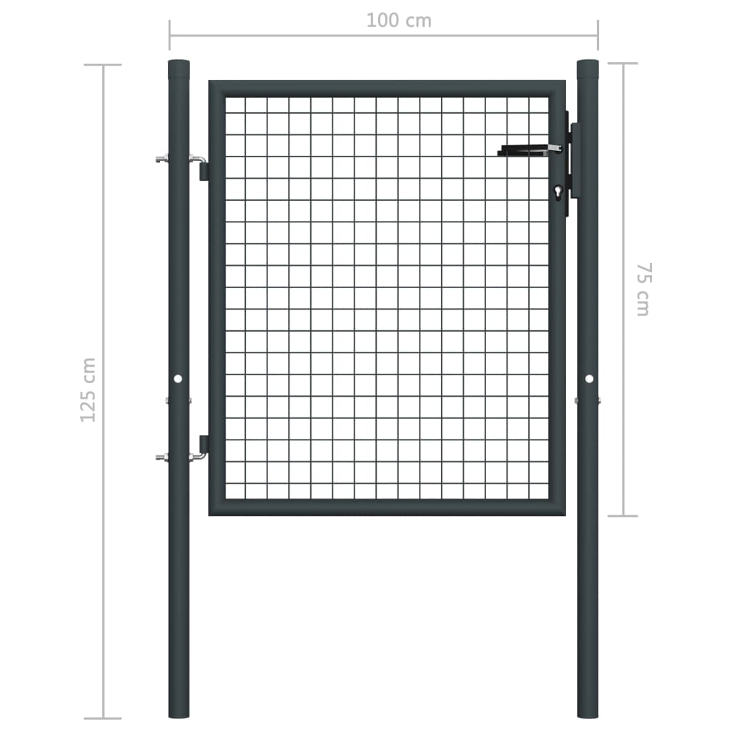 Gaaspoort 100x175 cm gegalvaniseerd staal grijs