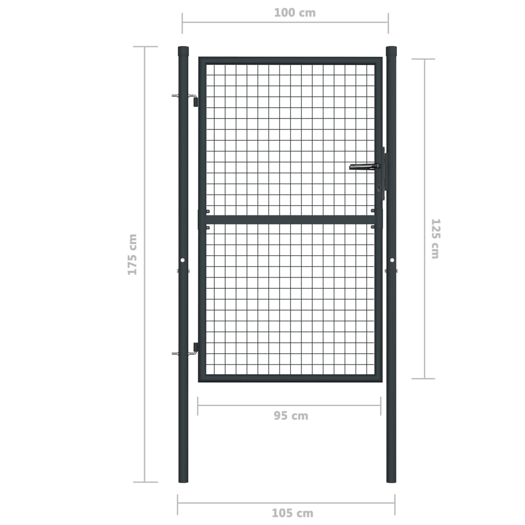 Gaaspoort 100x250 cm gegalvaniseerd staal grijs