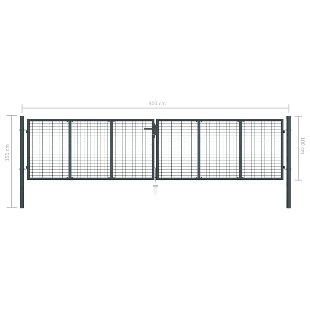 Gaaspoort 400x125 cm gegalvaniseerd staal grijs