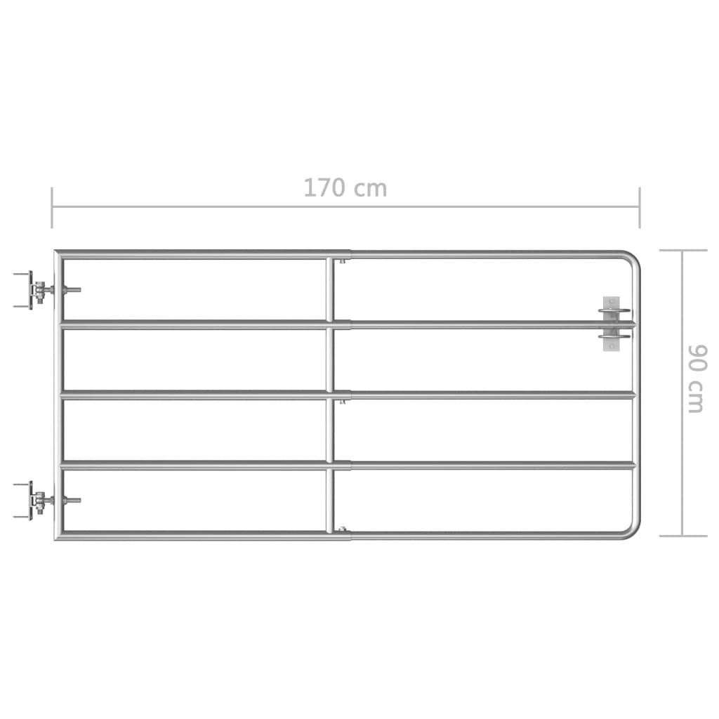 Poort met 5 stangen (150-400)x90 cm staal zilverkleurig