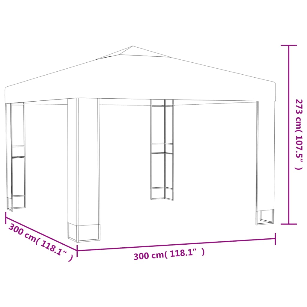 Prieel met dubbel dak 3x6 m