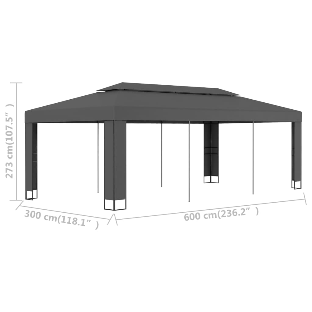 Prieel met dubbel dak 3x6 m