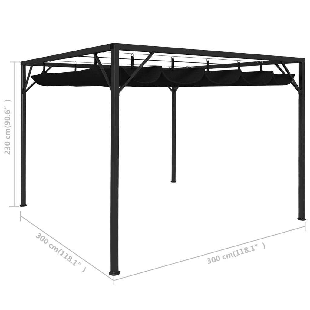 Tuinprieel met uittrekbaar dak 180 g/m² 3x3 m