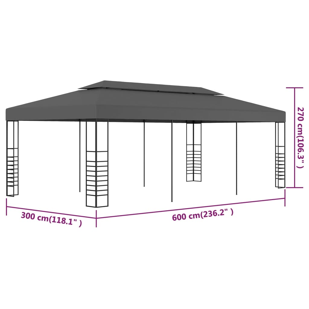 Tuinprieel 4x3x2,7 m gepoedercoat staal