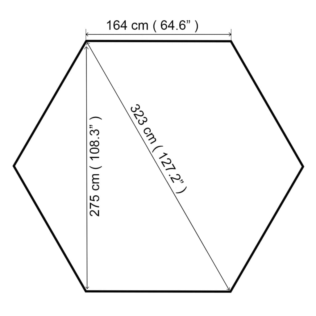 Tuinprieel 323x265 cm hexagonaal