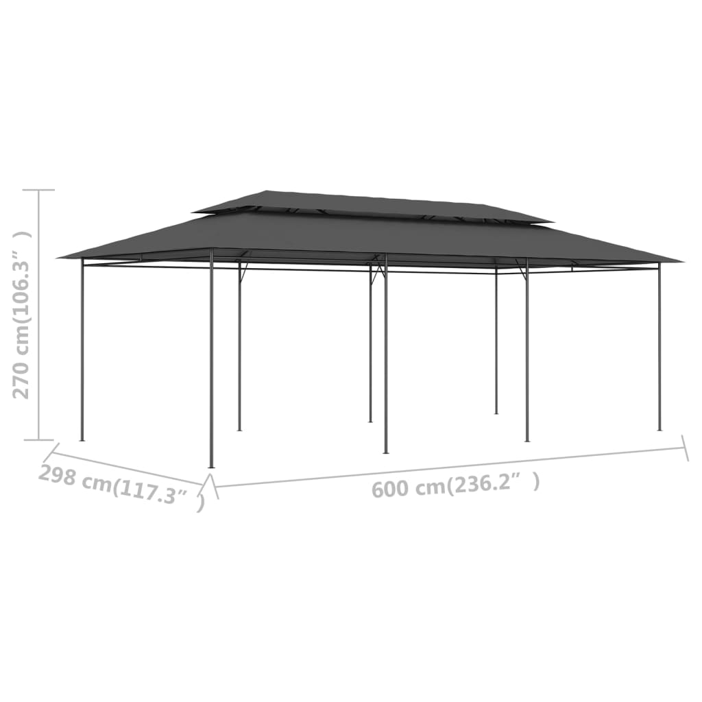 Prieel met gordijnen 600x298x270 cm