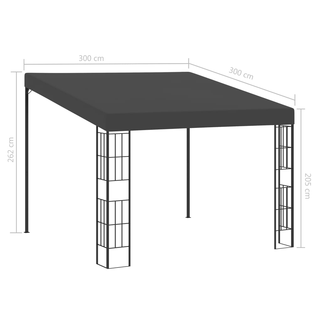 Wandprieel 3x6 m stof antracietkleurig