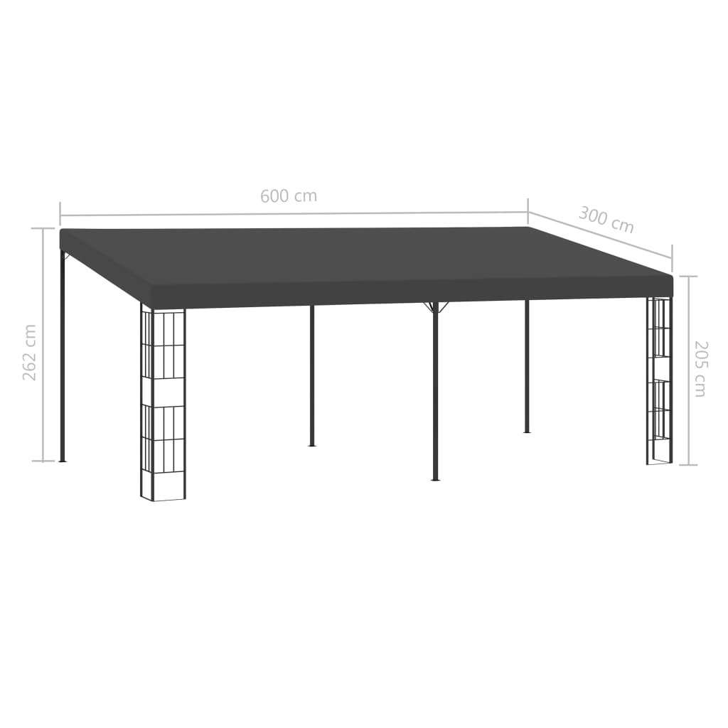 Wandprieel 3x6 m stof antracietkleurig