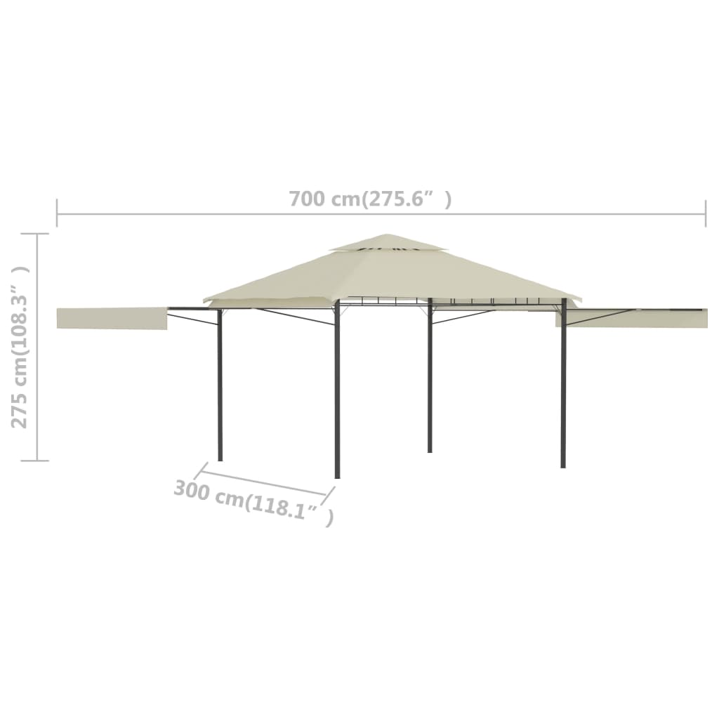 Prieel met uitschuifbare daken 180 g/m² 3x3x2,75 m