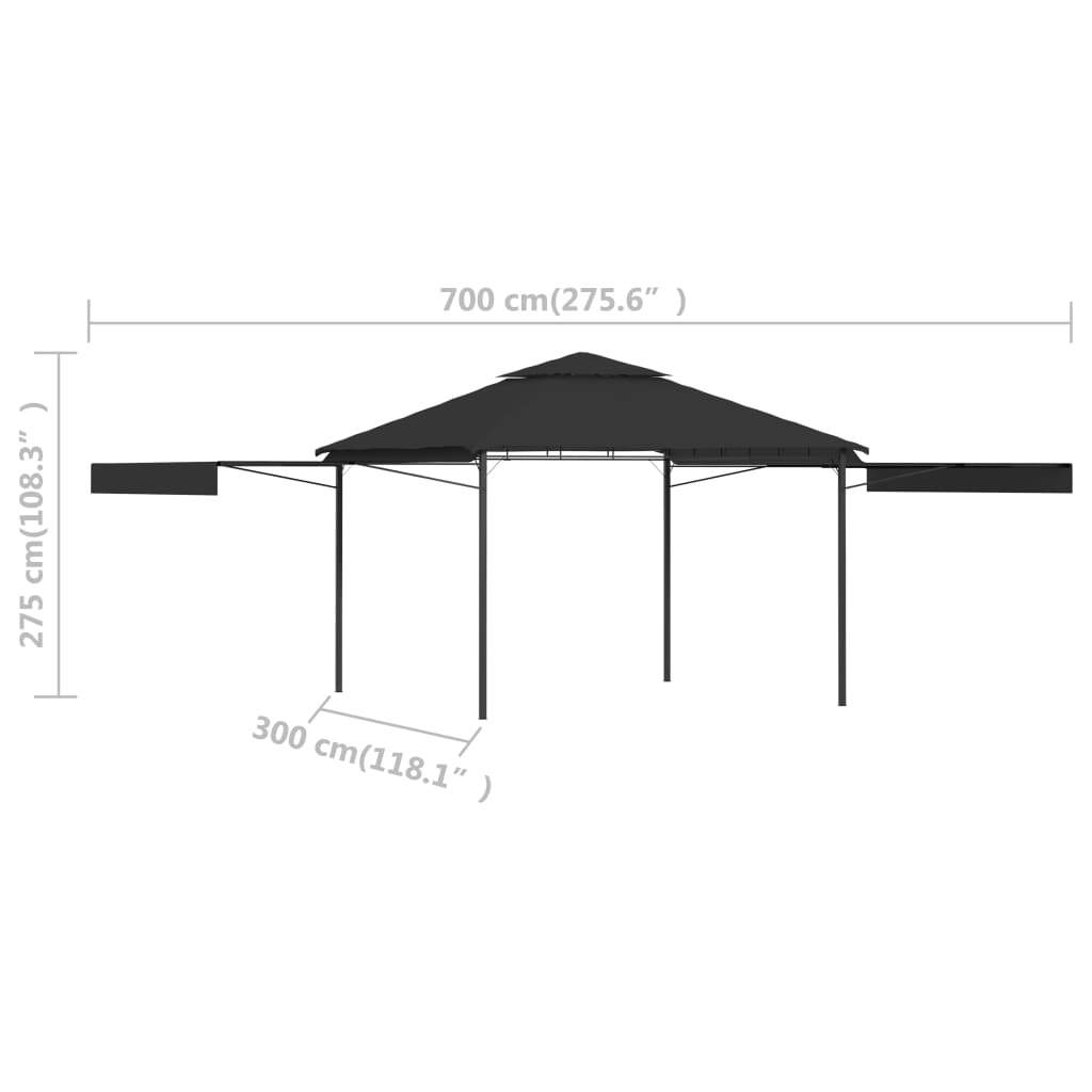 Prieel met uitschuifbare daken 180 g/m² 3x3x2,75 m