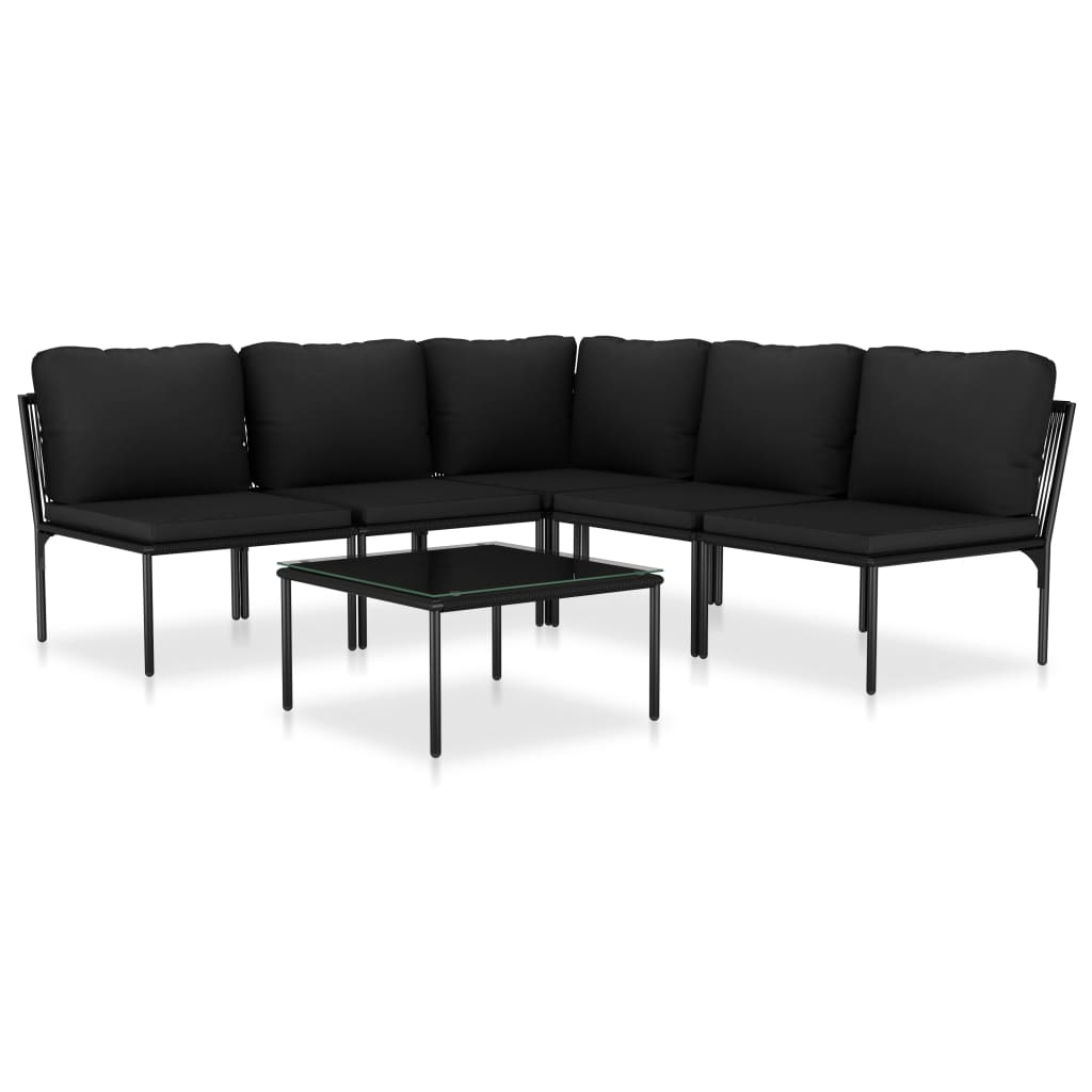 6-delige Loungeset met kussens PVC zwart