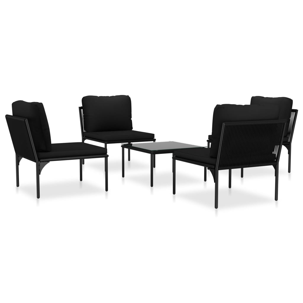 6-delige Loungeset met kussens PVC zwart