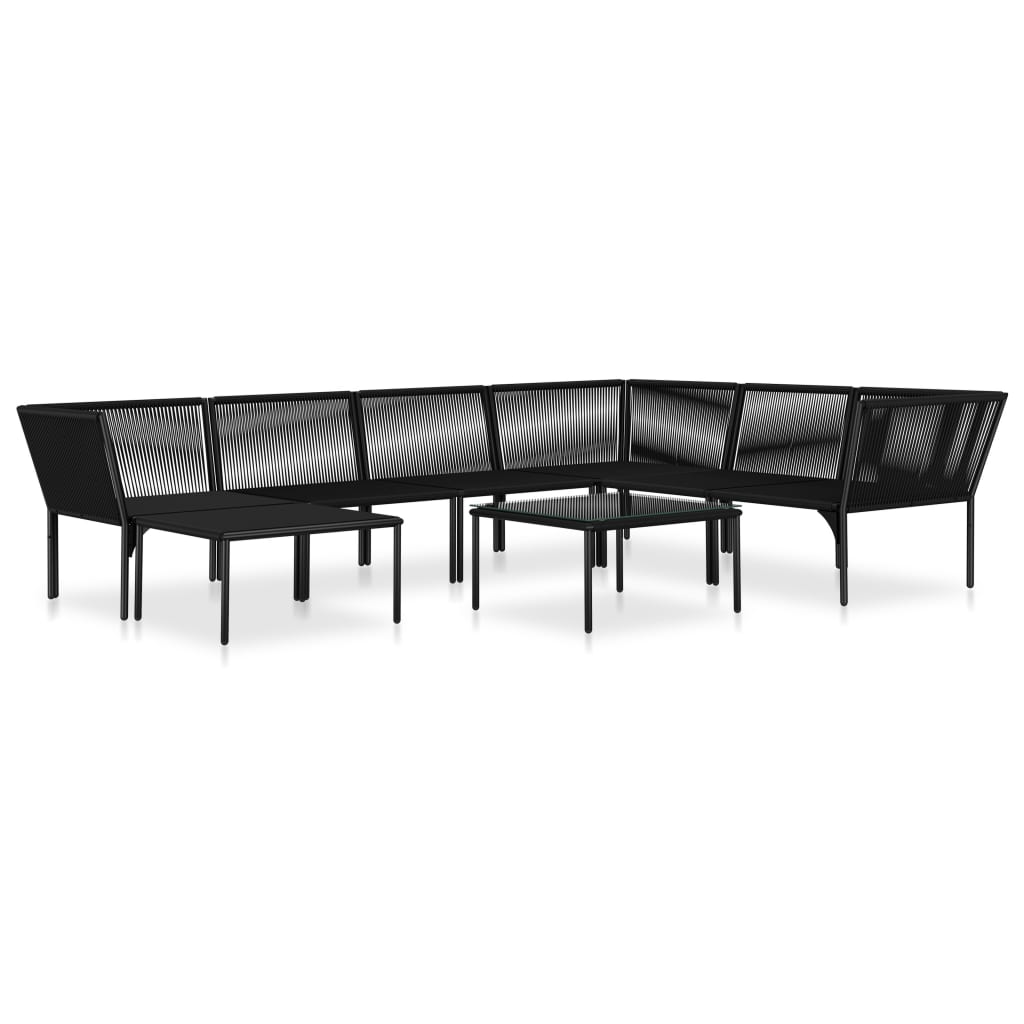 6-delige Loungeset met kussens PVC zwart