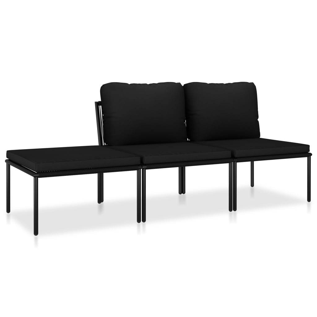 6-delige Loungeset met kussens PVC zwart