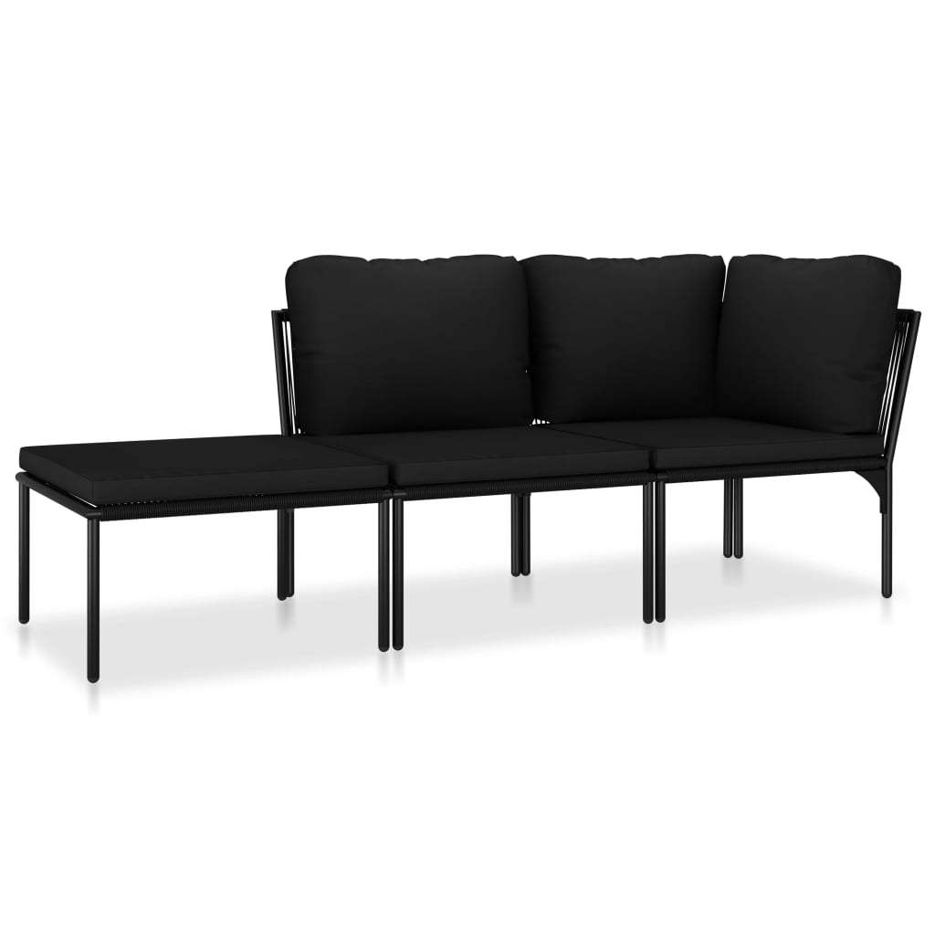 6-delige Loungeset met kussens PVC zwart