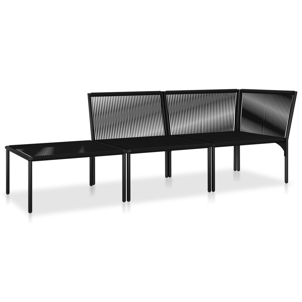 6-delige Loungeset met kussens PVC zwart