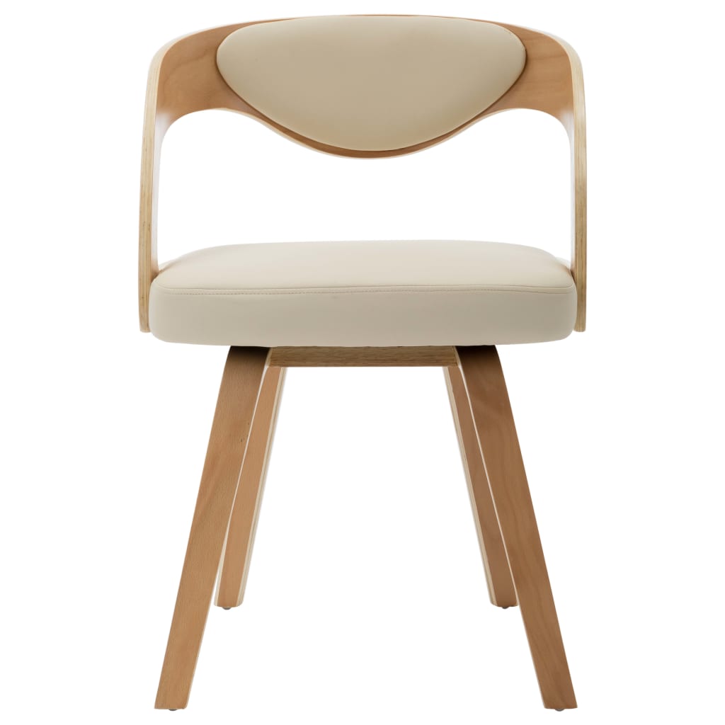 Eetkamerstoelen 2 st gebogen hout kunstleer crèmekleurig