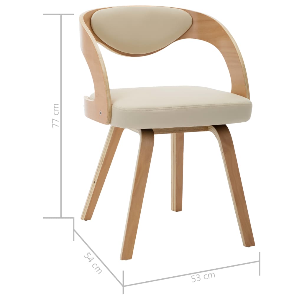 Eetkamerstoelen 2 st gebogen hout kunstleer crèmekleurig