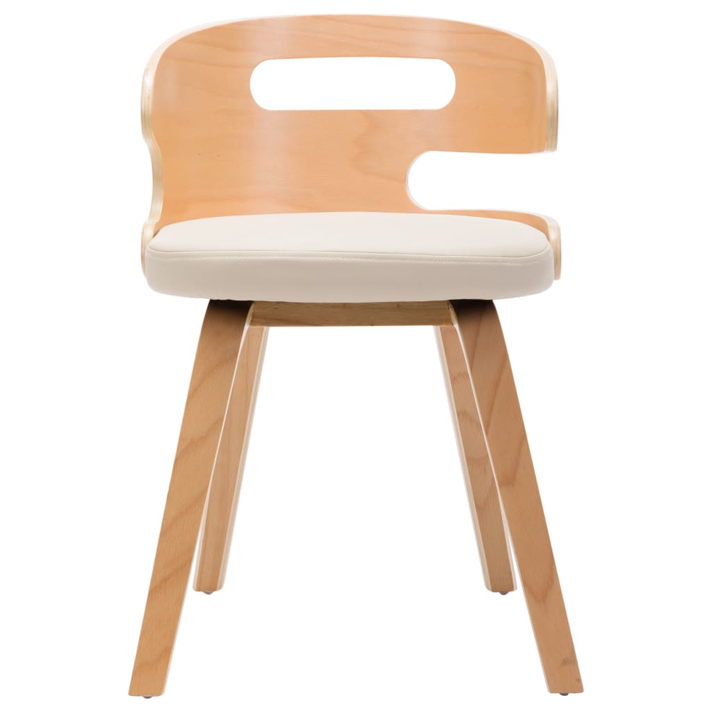 Eetkamerstoelen 2 st gebogen hout kunstleer crèmekleurig