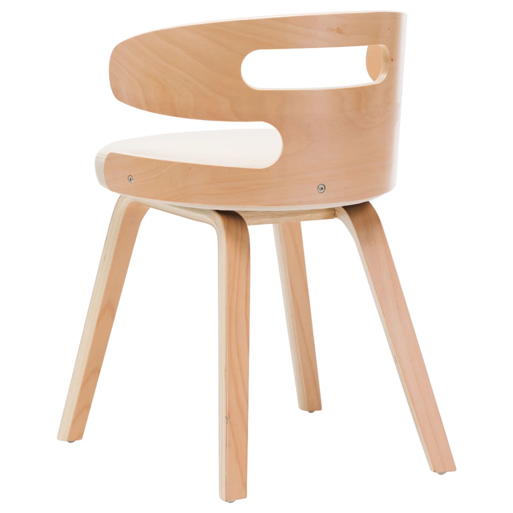 Eetkamerstoelen 2 st gebogen hout kunstleer crèmekleurig