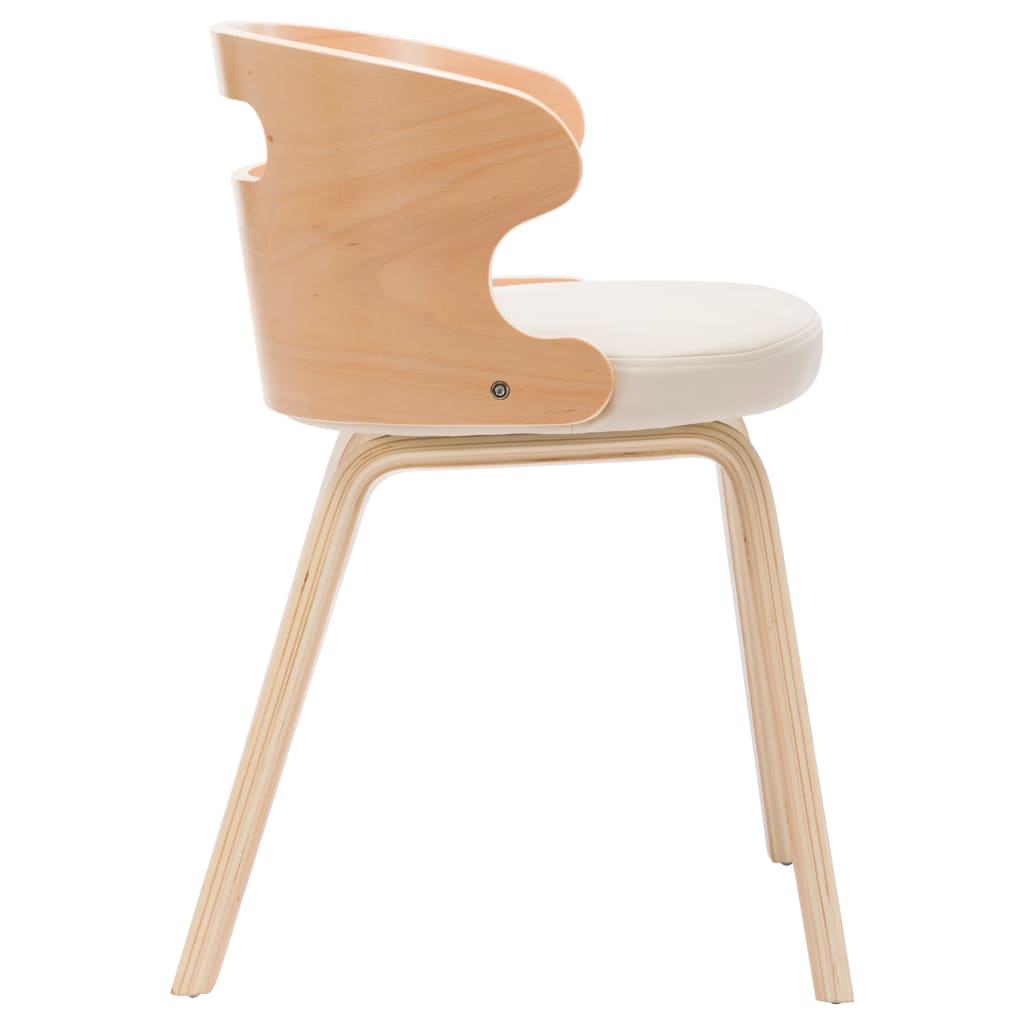 Eetkamerstoelen 2 st gebogen hout kunstleer crèmekleurig