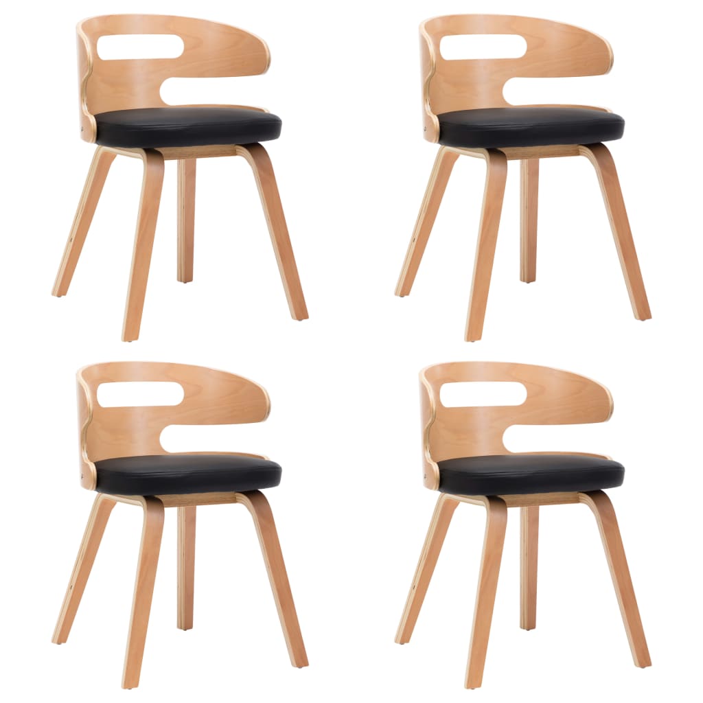 Eetkamerstoelen 2 st gebogen hout kunstleer crèmekleurig