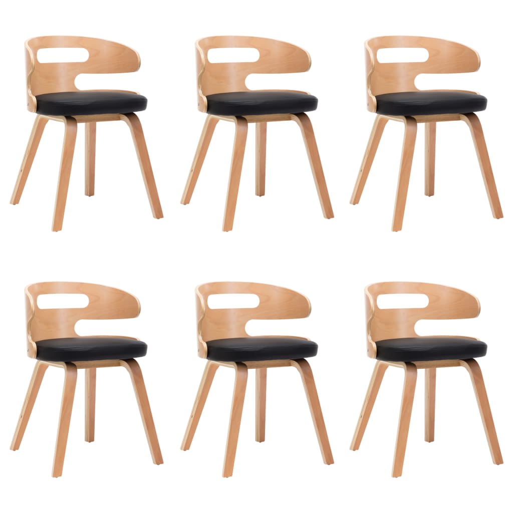 Eetkamerstoelen 2 st gebogen hout kunstleer crèmekleurig